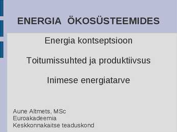 Ökoloogia energia loeng