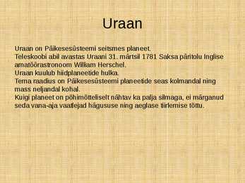 Uraan-kliima ja koostis #2