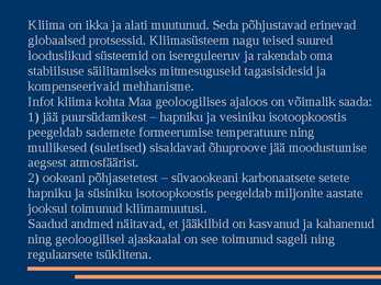 KLIIMAMUUTUSED loeng #3