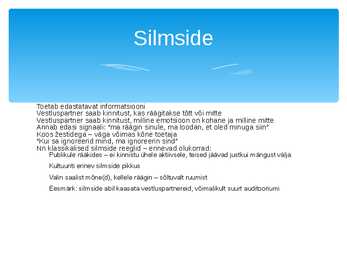 Verbaalne ja mitteverbaalne suhtlemine #5