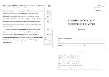 PÕHIKOOLI LÕPUEKSAM EESTI KEEL JA KIRJANDUS