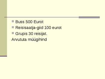 Reisikalkulatsioon #3