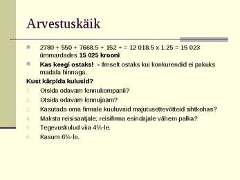 Reisikalkulatsioon #5