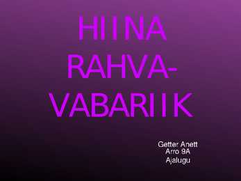 HIINA RAHVAVABARIIK