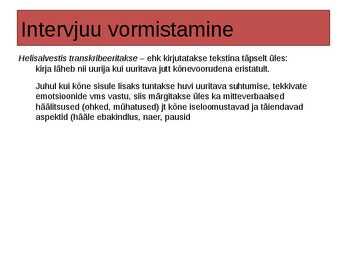 Intervjuu vormistamine #2