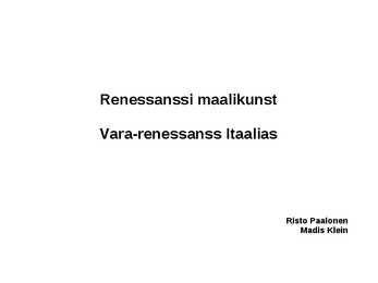 Renessanssi maalikunst ja vara-renessanss Itaalias