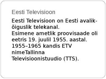 Televisiooni ajalugu #12
