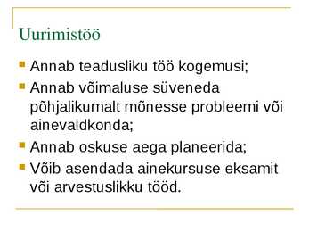 Uurimistöö koostamine #2