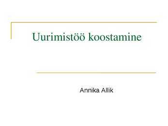 Uurimistöö koostamine