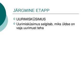 UURIMISTÖÖ ALUSED #11