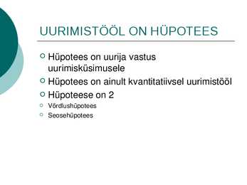 UURIMISTÖÖ ALUSED #12