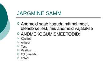 UURIMISTÖÖ ALUSED #15
