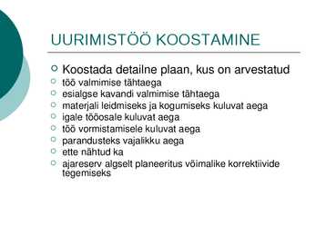 UURIMISTÖÖ ALUSED #18
