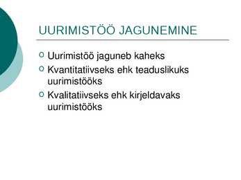 UURIMISTÖÖ ALUSED #3