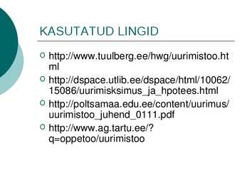 UURIMISTÖÖ ALUSED #24
