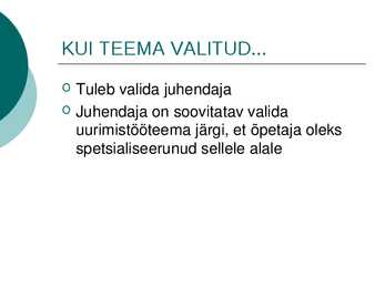 UURIMISTÖÖ ALUSED #7