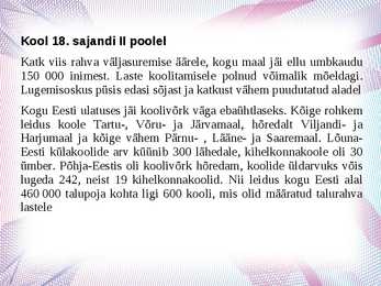 Eesti kooli areng #9