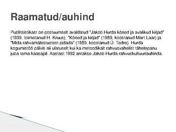 Jakob Hurt eluloo info #6