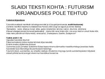 Futurismi ettekanne #19