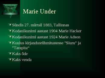 Marie Underi õpingud-elulugu-teosed #2