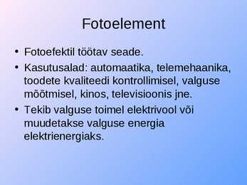 Fotoelement ja fotoelektronkordisti #2