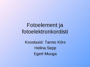 Fotoelement ja fotoelektronkordisti