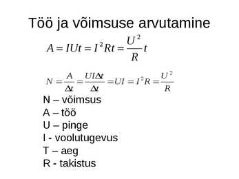 Elektrivool-voolutugevus-elektritakistus-elektrivoolu töö ja võimsus #14