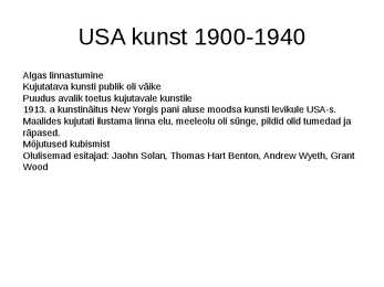 USA kunst 1900-1940 #2