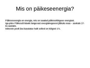 Päikeseenergia kasutamine #2