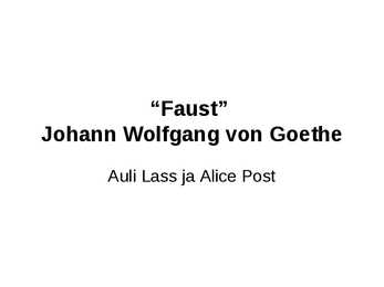 Kokkuvõte  Faust