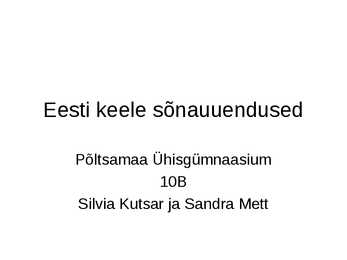 Eesti keele sõnauuendused
