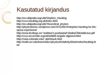 Stephen William Hawking ülevaade #10