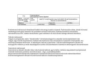 AINETE TUVASTAMINE KVALITATIIVSETE REAKTSIOONIDEGA-VALGUD JA SÜSIVESIKUD