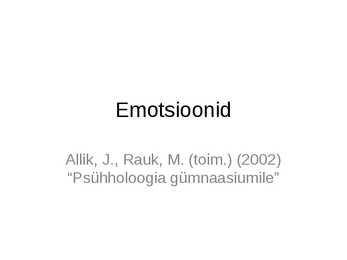 Emotsioonid ja emotsiooniteooriad
