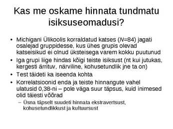 Isiksus ja isiksusepsühholoogia #17