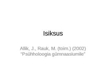 Isiksus ja isiksusepsühholoogia