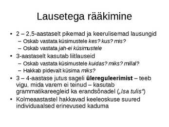 Keel ja laste keele areng #10