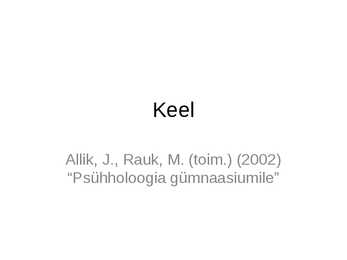 Keel ja laste keele areng