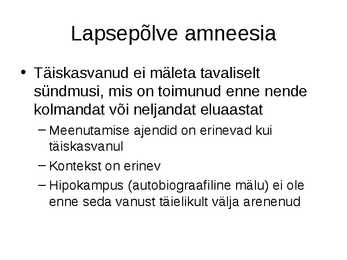Mälu ning mälu liigid #2
