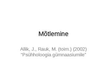 Mõtlemine ja mõtlemise areng