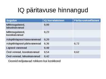 Pärilikkus ja individuaalsed erinevused #15