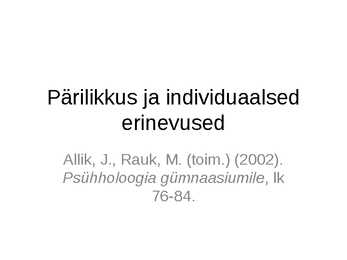 Pärilikkus ja individuaalsed erinevused