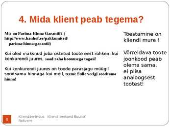 Kliendi teekonna esitlus Bauhofi näitel #5