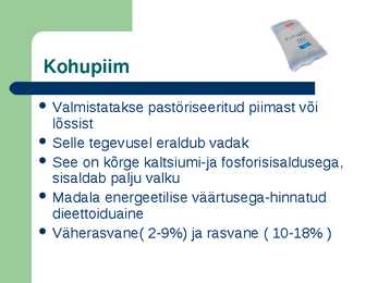 Esmavajalikud toiduained-Piimatooted #12