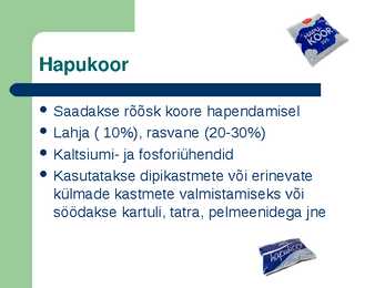 Esmavajalikud toiduained-Piimatooted #13