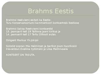 JOHANNES BRAHMS #8