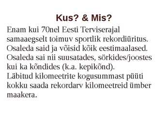 Eesti terviseradadel ümber maailma #2
