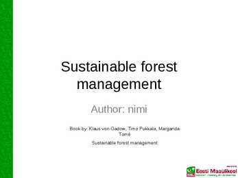 Sustainable forest management