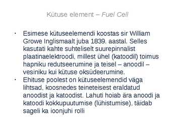 Fuel Cell - kasutus autodel - väikelaevadel #2