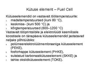 Fuel Cell - kasutus autodel - väikelaevadel #16